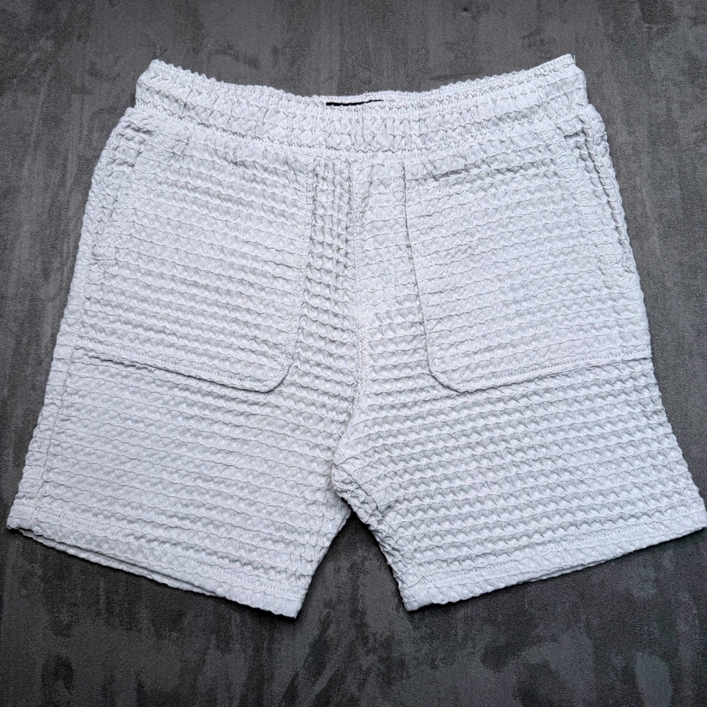 DR Essentials Shorts Mens Medium Gray Textured Waffle Knit Casual Athleisure